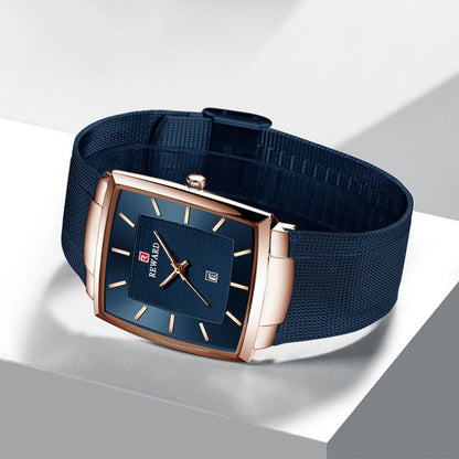 🔥2025 Hot Sale🔥Men’s Ultra-thin Square Mesh Belt Quartz Watch