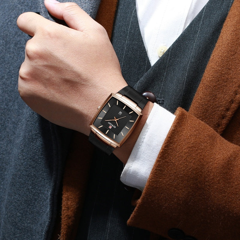 🔥2025 Hot Sale🔥Men’s Ultra-thin Square Mesh Belt Quartz Watch