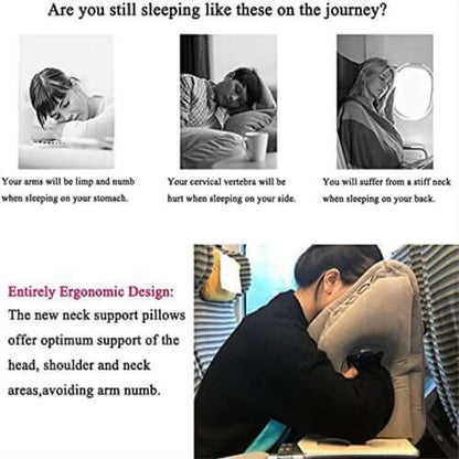 ⏳ LIMITED-TIME 50% OFF✨Inflatable Ergonomic Hollow-Cutout Travel Pillow✈️ – PVC Flocking, Quick Inflate, With Storage Bag ✨Sleep Comfortably on Flights & Trips
