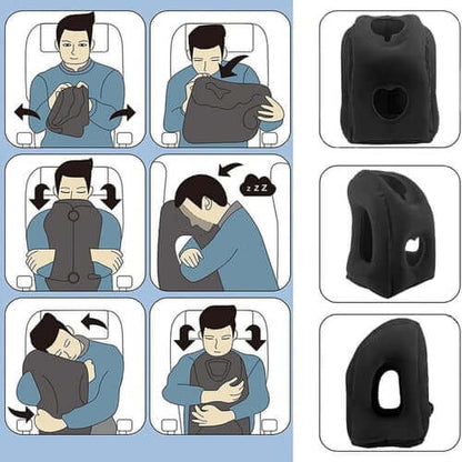 ⏳ LIMITED-TIME 50% OFF✨Inflatable Ergonomic Hollow-Cutout Travel Pillow✈️ – PVC Flocking, Quick Inflate, With Storage Bag ✨Sleep Comfortably on Flights & Trips