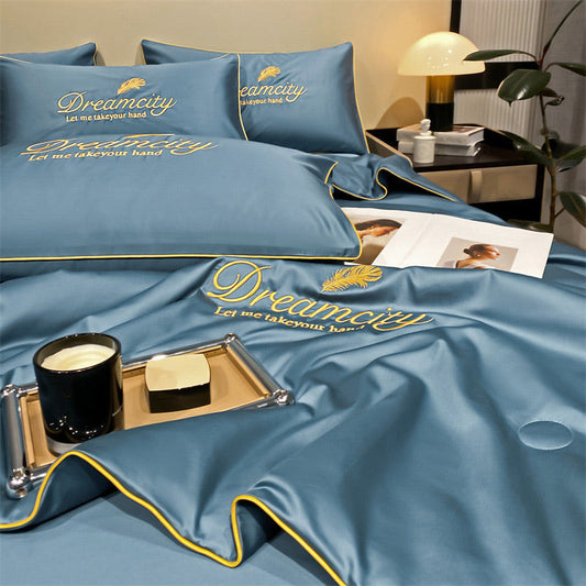 ⏳Time-limited Special🍃Summer simple ice silk bed four-piece set🛏️