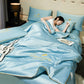 ⏳Time-limited Special🍃Summer simple ice silk bed four-piece set🛏️