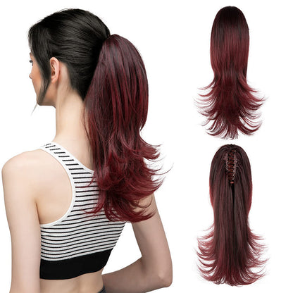 ✨The Secret of Confidence👸Women's Slightly Curly Chemical Fiber Hair Simulation Natural Fake Ponytail Hairpin