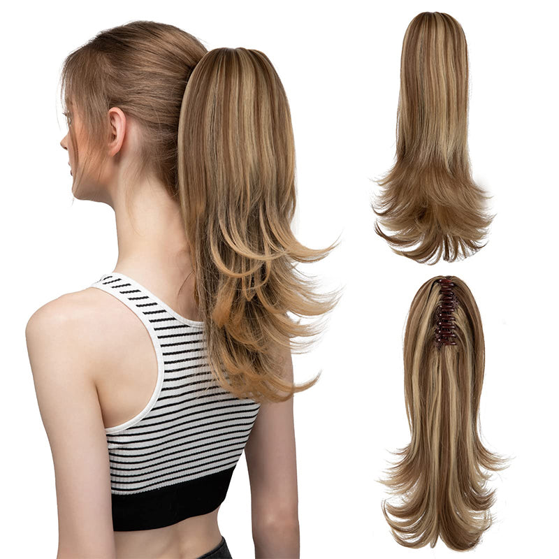 ✨The Secret of Confidence👸Women's Slightly Curly Chemical Fiber Hair Simulation Natural Fake Ponytail Hairpin