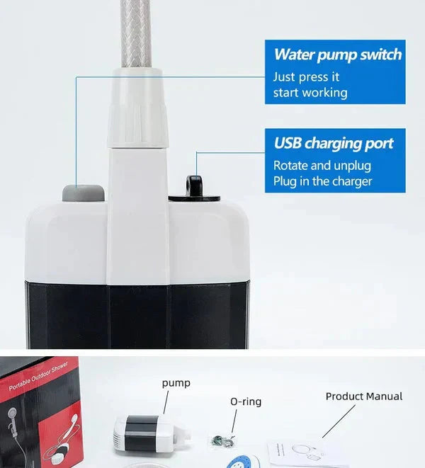 🚿Stay Fresh Outdoors✨Portable Camping Shower with Adjustable Flow