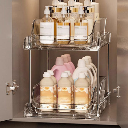 🎁2026 New Arrivals 50% OFF💥Multifunctional pull‑out organizer for under the bathroom sink – Expandable, Pipe‑Friendly, Transparent Storage ✨