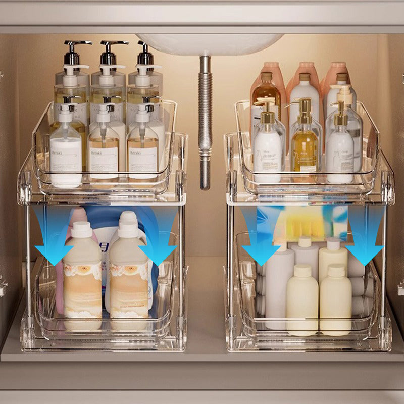 🎁2026 New Arrivals 50% OFF💥Multifunctional pull‑out organizer for under the bathroom sink – Expandable, Pipe‑Friendly, Transparent Storage ✨
