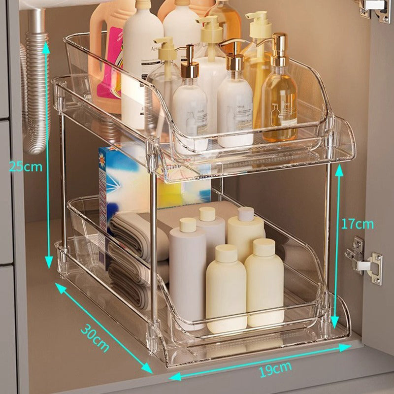 🎁2026 New Arrivals 50% OFF💥Multifunctional pull‑out organizer for under the bathroom sink – Expandable, Pipe‑Friendly, Transparent Storage ✨