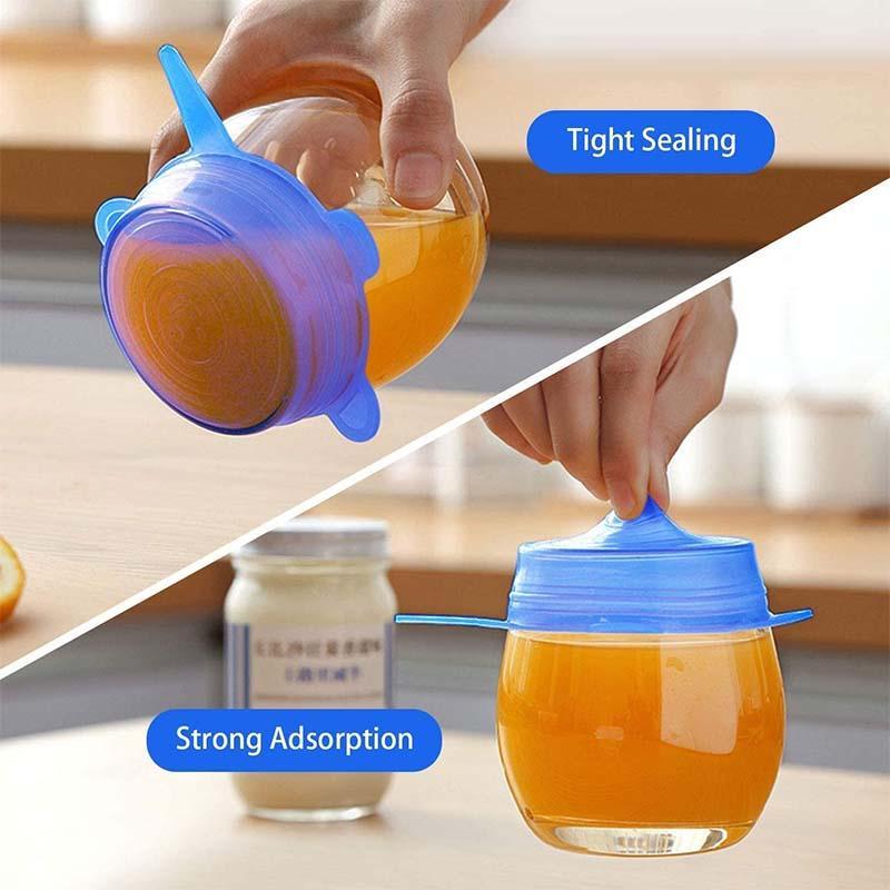 Silicone Stretch Lids 6-Pack | Airtight Food Storage Covers | Microwave, Fridge & Dishwasher Safe | BPA-Free | Fits 2.5"–7.5"