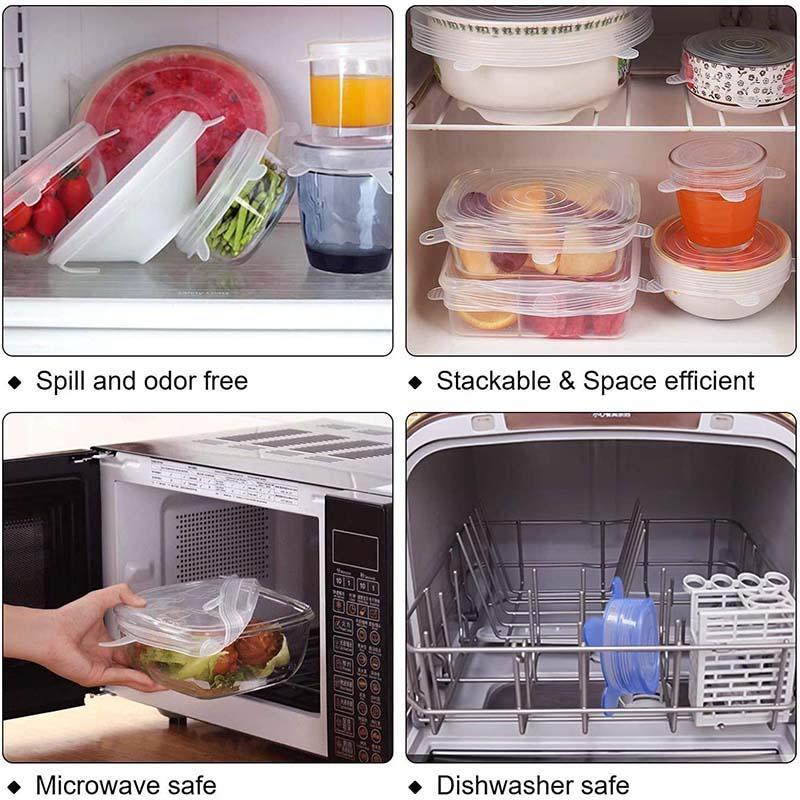Silicone Stretch Lids 6-Pack | Airtight Food Storage Covers | Microwave, Fridge & Dishwasher Safe | BPA-Free | Fits 2.5"–7.5"