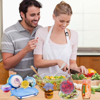 Silicone Stretch Lids 6-Pack | Airtight Food Storage Covers | Microwave, Fridge & Dishwasher Safe | BPA-Free | Fits 2.5"–7.5"