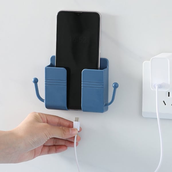 Multi-Functional Desk Organiser & Phone Charging Station | Compact ABS Storage Box with Side Hooks for Remotes, Cables & Keys