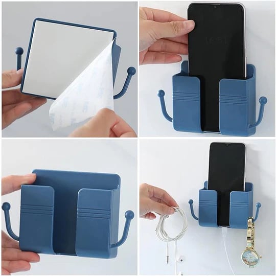Multi-Functional Desk Organiser & Phone Charging Station | Compact ABS Storage Box with Side Hooks for Remotes, Cables & Keys