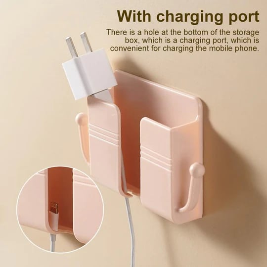 Multi-Functional Desk Organiser & Phone Charging Station | Compact ABS Storage Box with Side Hooks for Remotes, Cables & Keys