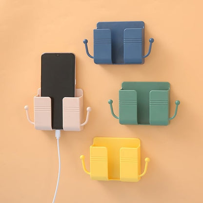 Multi-Functional Desk Organiser & Phone Charging Station | Compact ABS Storage Box with Side Hooks for Remotes, Cables & Keys