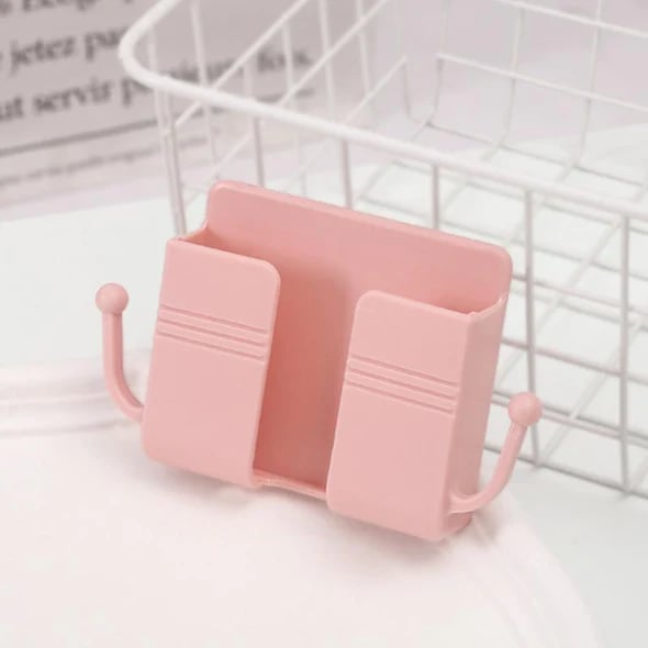 Multi-Functional Desk Organiser & Phone Charging Station | Compact ABS Storage Box with Side Hooks for Remotes, Cables & Keys
