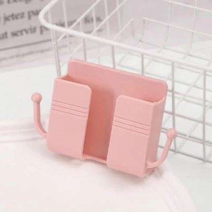 Multi-Functional Desk Organiser & Phone Charging Station | Compact ABS Storage Box with Side Hooks for Remotes, Cables & Keys