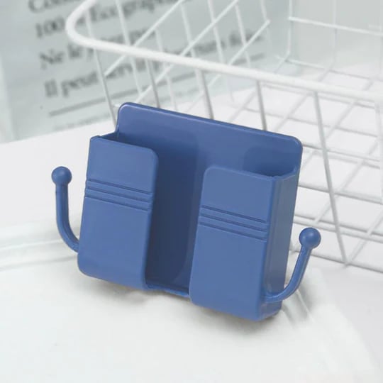 Multi-Functional Desk Organiser & Phone Charging Station | Compact ABS Storage Box with Side Hooks for Remotes, Cables & Keys