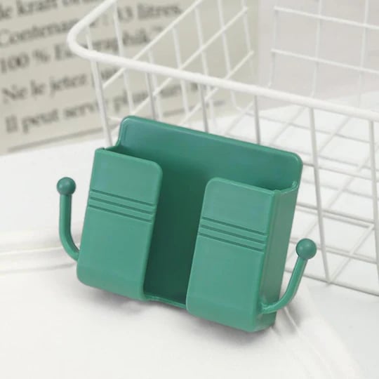 Multi-Functional Desk Organiser & Phone Charging Station | Compact ABS Storage Box with Side Hooks for Remotes, Cables & Keys