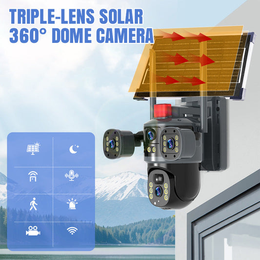 Triple-Lens Solar 360° Dome Camera
