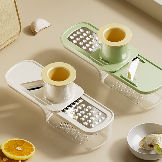 🥳2026 HOT SALE🥳💞50K+ SOLD!🥔🔪 50% OFF! 3‑in‑1 Mandoline Slicer with Container – Slice, shred & mash with built‑in hand guard. 304 stainless steel blades, dishwasher safe – safe for seniors! 🛡️✨