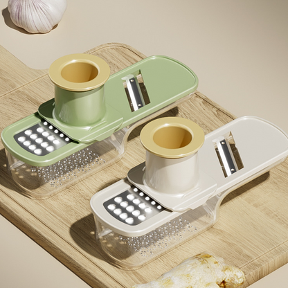 🥳2026 HOT SALE🥳💞50K+ SOLD!🥔🔪 50% OFF! 3‑in‑1 Mandoline Slicer with Container – Slice, shred & mash with built‑in hand guard. 304 stainless steel blades, dishwasher safe – safe for seniors! 🛡️✨