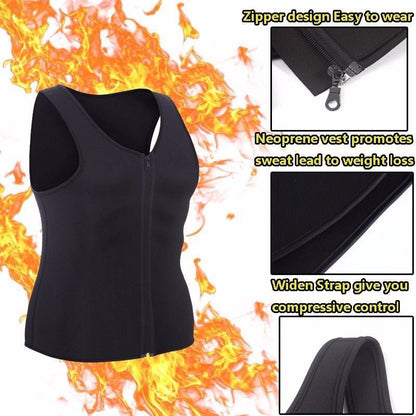 Men's Workout Zipper Body Shaper Tank Top