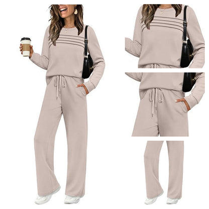 🎁2026 New Arrivals 50% OFF💥Women's Crew Neck Top & Drawstring Pants Set👚👖