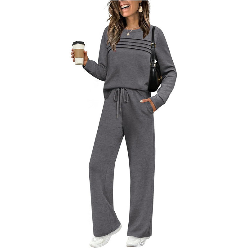 🎁2026 New Arrivals 50% OFF💥Women's Crew Neck Top & Drawstring Pants Set👚👖