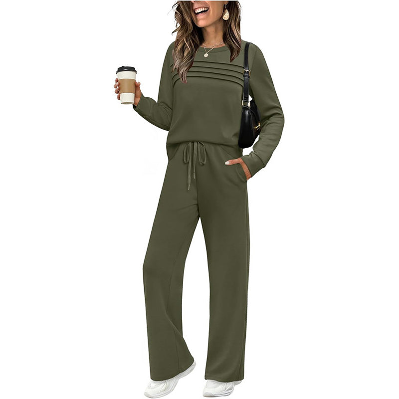 🎁2026 New Arrivals 50% OFF💥Women's Crew Neck Top & Drawstring Pants Set👚👖