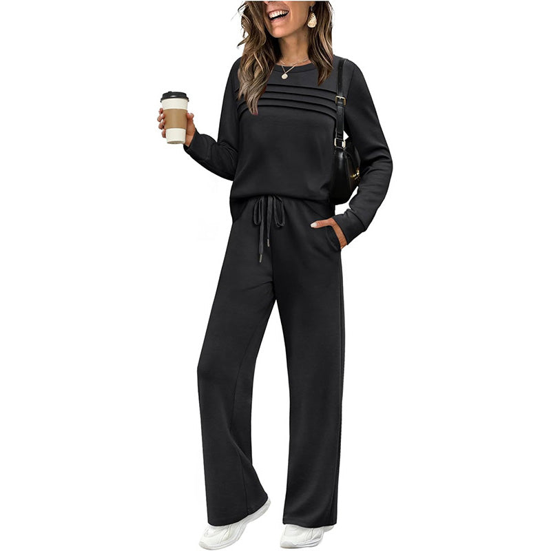 🎁2026 New Arrivals 50% OFF💥Women's Crew Neck Top & Drawstring Pants Set👚👖