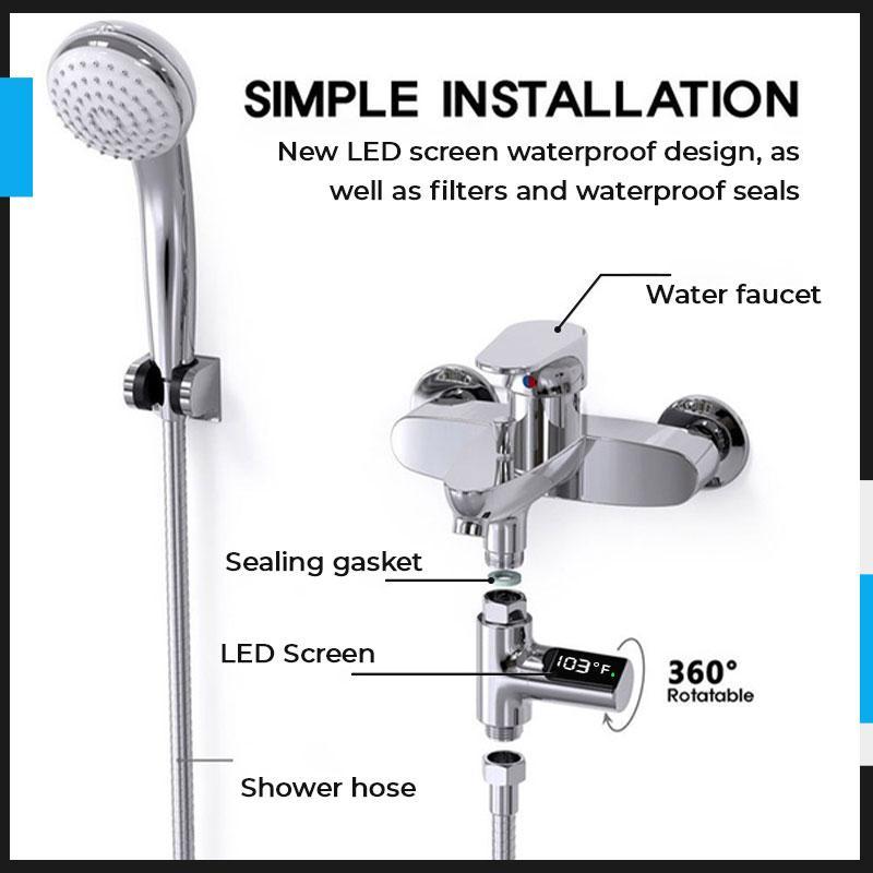 🌡️SHOWER THERMOMETER🚿LCD Display with Backlight, Easy Installation Without Tools, IPX7 Waterproof, Perfect for Modern Bathroom🛁✨