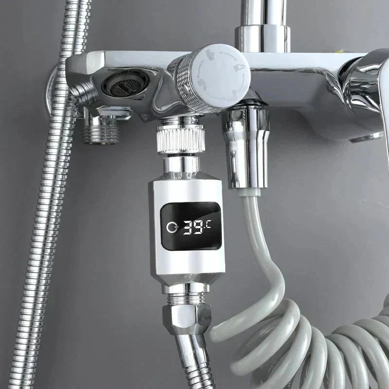 🌡️SHOWER THERMOMETER🚿LCD Display with Backlight, Easy Installation Without Tools, IPX7 Waterproof, Perfect for Modern Bathroom🛁✨