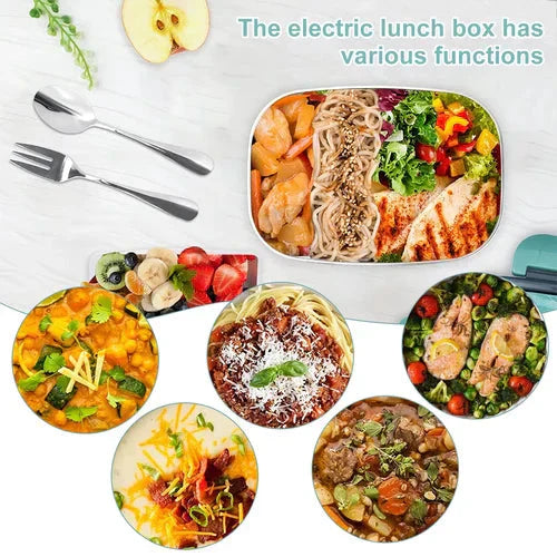 2-in-1 Portable Electric Lunch Box - Dual Voltage Car & Home Food Warmer