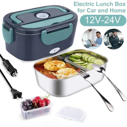 2-in-1 Portable Electric Lunch Box - Dual Voltage Car & Home Food Warmer