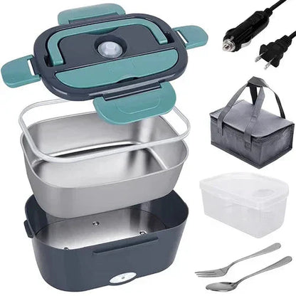 2-in-1 Portable Electric Lunch Box - Dual Voltage Car & Home Food Warmer