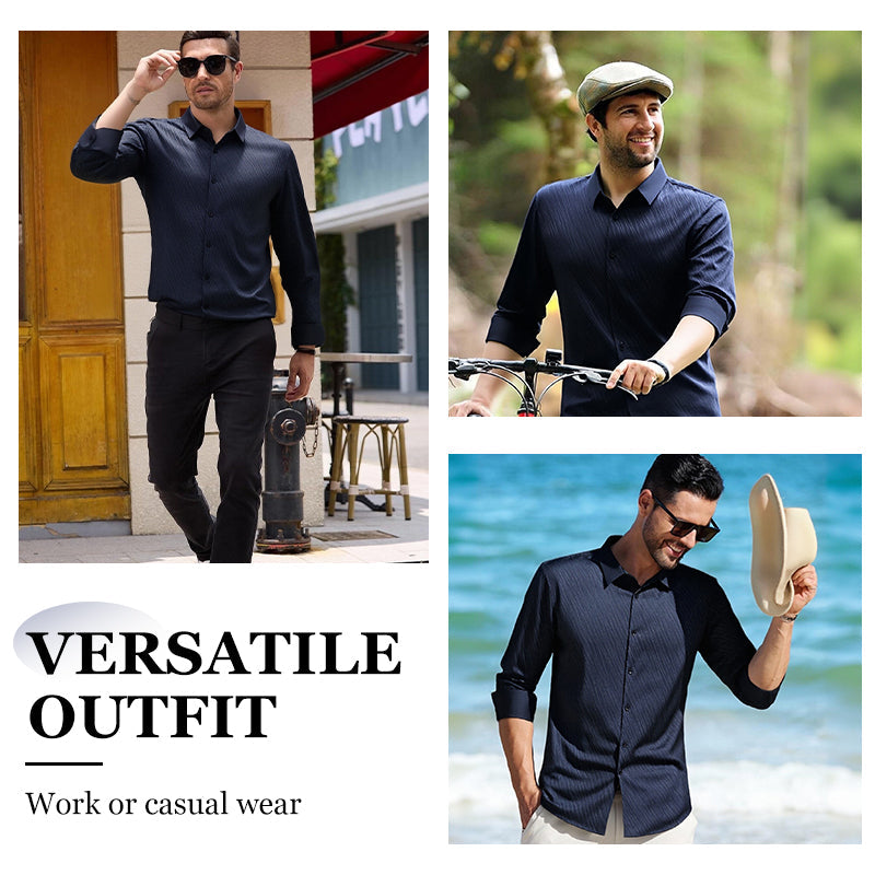 Men's Casual Long-Sleeve Shirt: No Stiff Vibes, Breathable Cotton for Work & Weekends