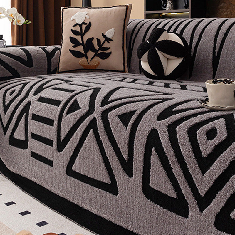 🎁2026 New Arrivals 50% OFF💥Soft Plush Non‑Slip Couch Cover‑Thick Striped Sofa Throw Cover, Cozy Winter‑Friendly Furniture Protector for Living Room, Anti‑Slip Universal Sofa Slipcover