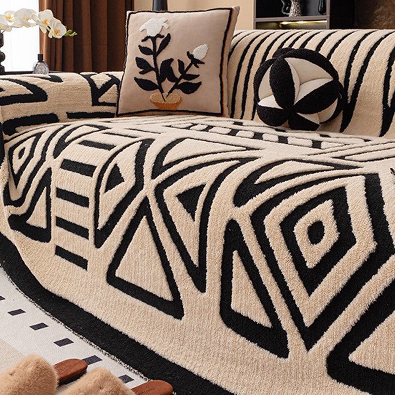 🎁2026 New Arrivals 50% OFF💥Soft Plush Non‑Slip Couch Cover‑Thick Striped Sofa Throw Cover, Cozy Winter‑Friendly Furniture Protector for Living Room, Anti‑Slip Universal Sofa Slipcover