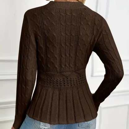 ⏳Limited-time 50% off⏰Women's Chunky-Knitted Crew Neck Peplum Sweater🧶👚