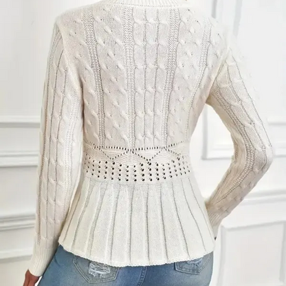 ⏳Limited-time 50% off⏰Women's Chunky-Knitted Crew Neck Peplum Sweater🧶👚
