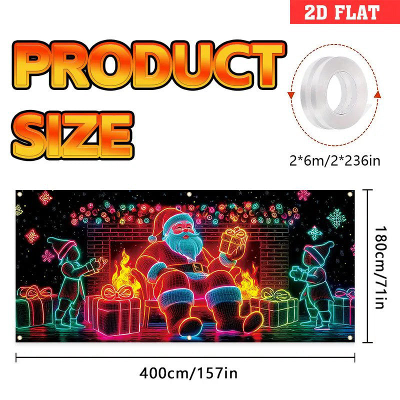 UV Reactive Christmas Garage Door Banner