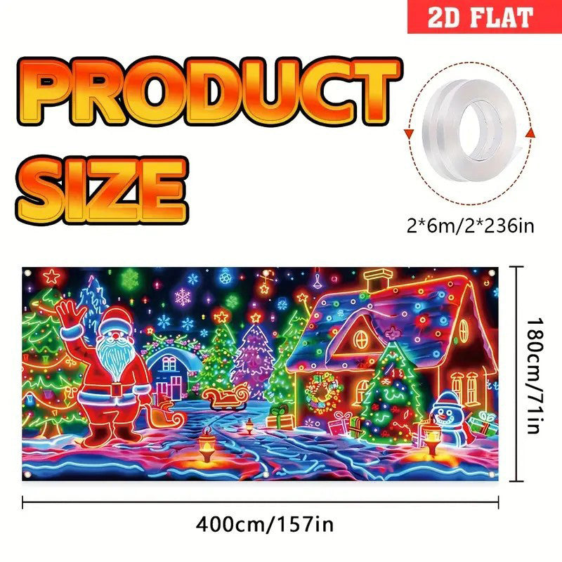 UV Reactive Christmas Garage Door Banner