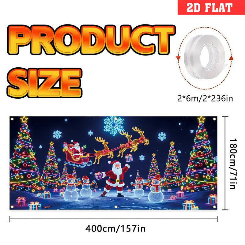 UV Reactive Christmas Garage Door Banner