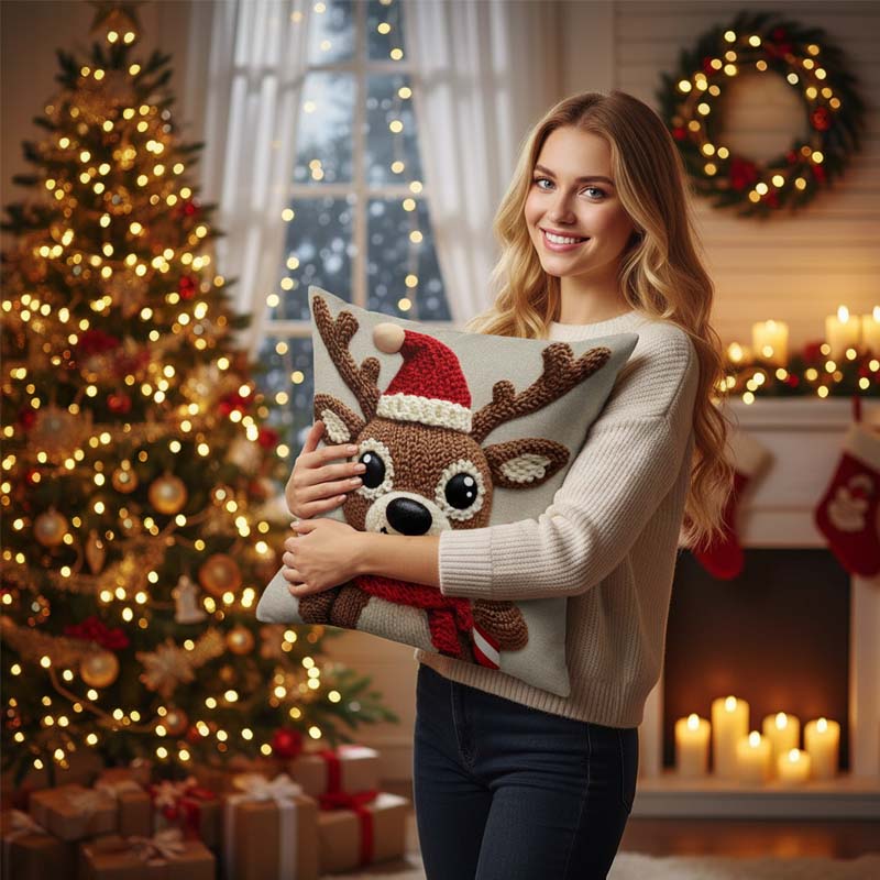 Festive Christmas Character Pillow Cover