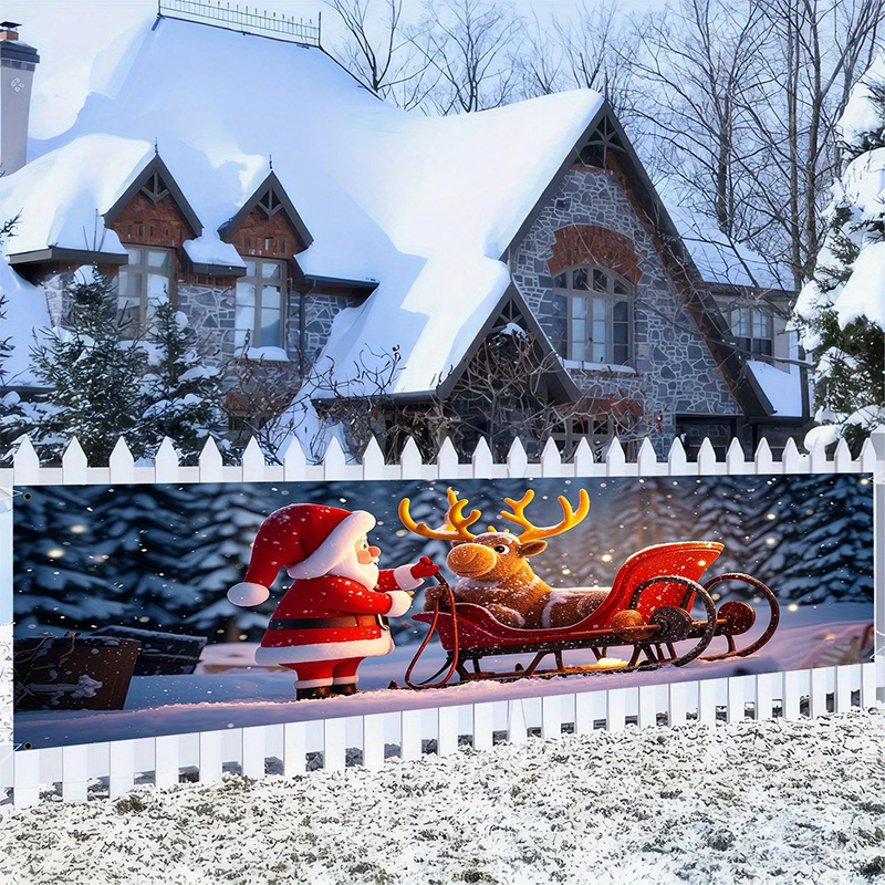 ⏳ Festive Sale! ⏰ 🎅 Outdoor Christmas Hanging Banner – Fade-Resistant Santa Design, Hang Festive Cheer on Doors, Walls & Gardens 🎄⭐