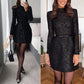 Women's Glittering Long Sleeve Dress with Belt