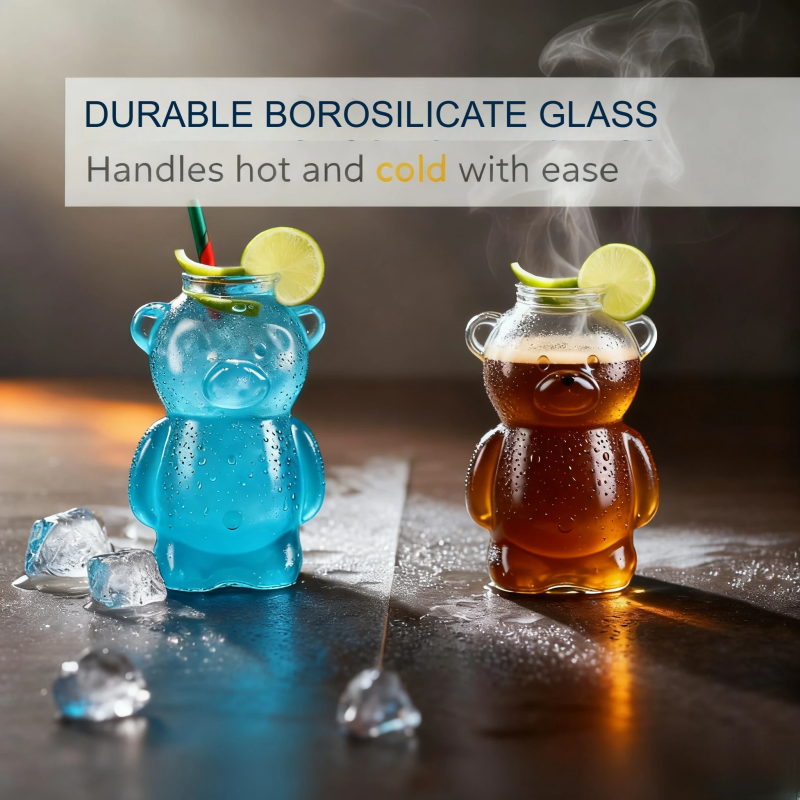 Adorable Clear Bear Glass Cup
