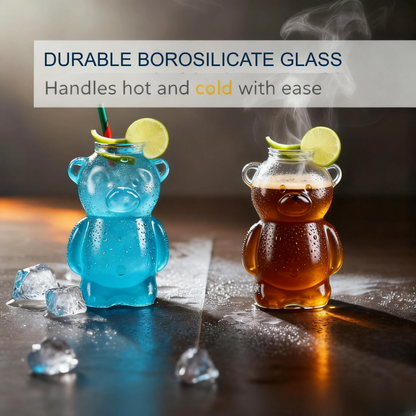 Adorable Clear Bear Glass Cup