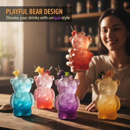 Adorable Clear Bear Glass Cup